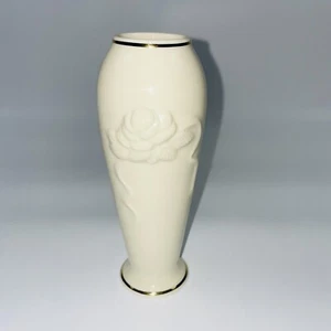LENOX Rose Blossom Bud Vase Porcelain 24k Gold Trim Handcrafted - Picture 1 of 5