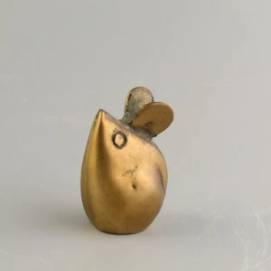 Vtg MCM Brass Mouse Paperweight Small Heavy Figurine Shelf Home Office Decor - Picture 1 of 5