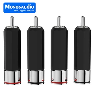 2Pairs HIFI OFC RCA Plugs 4N Red Pure Copper Connectors for Audio Signal Cables - Picture 1 of 16