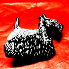 Made In The Uk~Vintage Scottish Terrier Dog Pinback~Black And Silver
