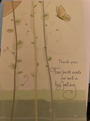 Thank You Card - pale yellow wiht flower and butterfly -- Hallmark Connections - Image 1 of 4