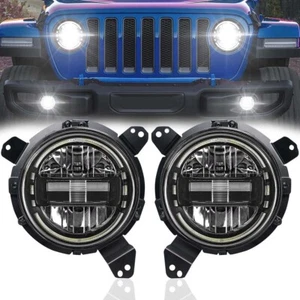 For Jeep Wrangler JL for Gladiator 2018-2024 LED Halo Headlights Combo Projector - Picture 1 of 12