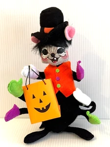 Annalee Spinnenmaus ~ 8" Halloween Puppe mit Jack-O-Lantern Leckerli Tasche - Bild 1 von 4
