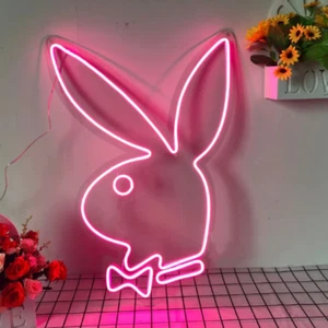 10"x14" Playboy Rabbit Neon Sign Flex Vivid LED Lamp Light Wall Hanging Decor - Picture 1 of 1