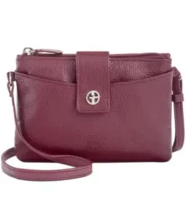 Giani Bernini L36706 Womens Wine Leather Softy Mini Accordion Crossbody - Picture 1 of 3