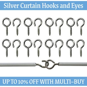 2-100 Set Silver Chrome Screw Hooks & Eyes for Picture Frame & Window Cable - Picture 1 of 12