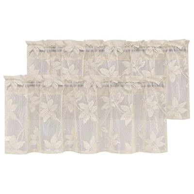  Pack de 2 Cenefas de Encaje Floral para Cocina - Elegante Floral 42x18 Encaje Beige Foto 1 de 4