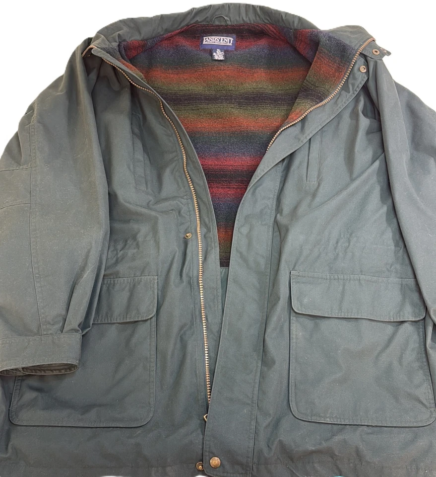 LANDS END 2XL/T 50-52 Men's Wool, Removable Hooded Coat Retail $285 - NWOT - Image 1 of 4