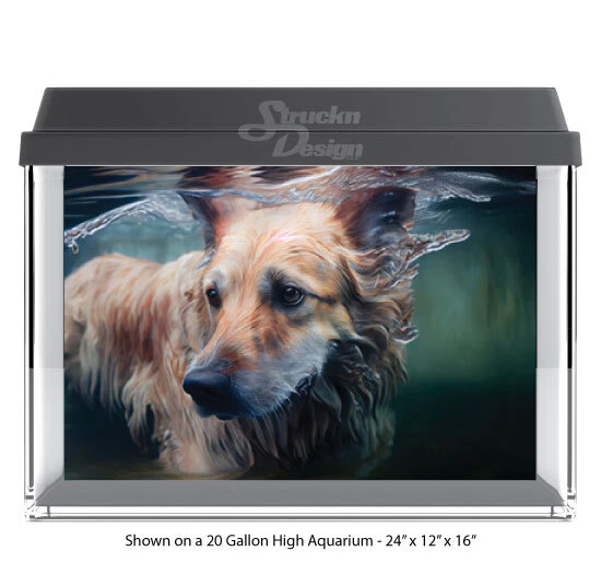 Golden Retriever Perro Natación Poliéster Pecera Telón de Fondo de Vidrio Fondo de Acuario Foto 1 de 1