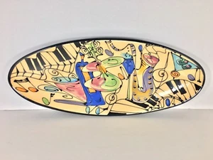 Vintage Toler Laguna Beach Ceramic Oval Plate Jazz Music Hand Painted Art Cali - Picture 1 of 6