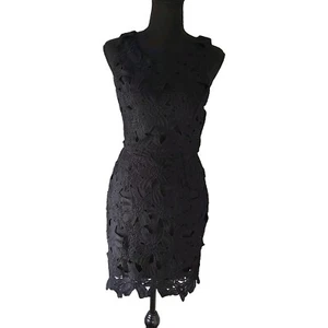 ASTR The Label Textured Crochet Lace Floral Sheath Dress Sleeveless Black Small - Picture 1 of 11