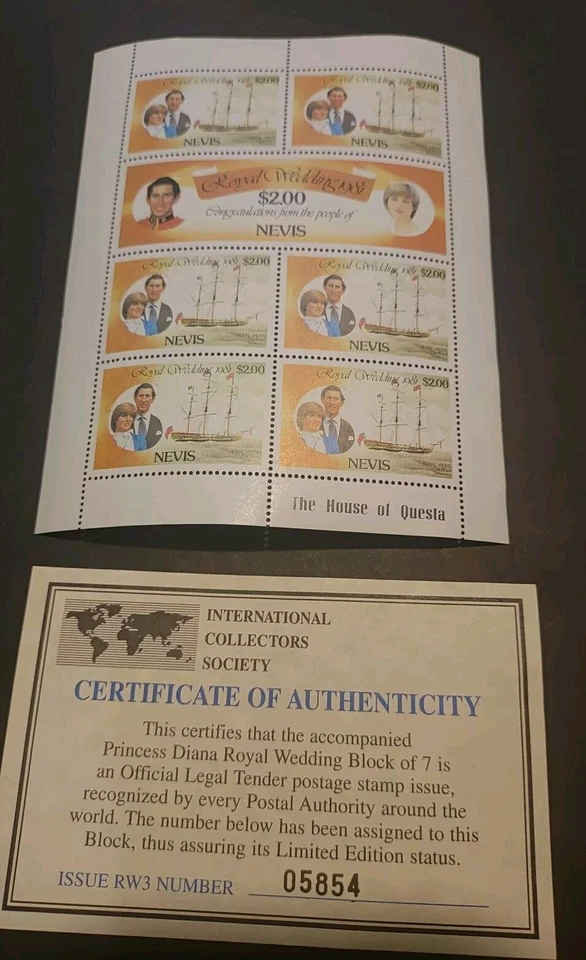 Estampillas de colección de la princesa Diana con certificado de autenticidad Foto 1 de 1