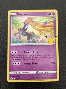 XERNEAS 12/25 CELEBRATIONS HOLO RARE POKEMON CARD PACK FRESH 25TH BIRTHDAY - Picture 1 of 8