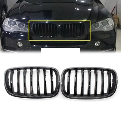 For BMW X5 X6 E70 E71 2008 - 13 Front Bumper Grill Upper Mesh Grille Trim Carbon - Image 1 of 4