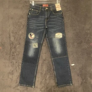 NWT Boy's ARIZONA JEAN CO. STRAIGHT FLEX DENIM JEANS size 18Reg. Patches Blue - Picture 1 of 11