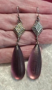 Alexis Bittar rosa lila Träne Lucite Strass Haken Ohrhänger 2,75" - Bild 1 von 4