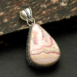 Colgante de piedras preciosas de rodocrosita hecho a mano diseño antiguo joyería 2,2" DP-3425 - Imagen 1 de 1