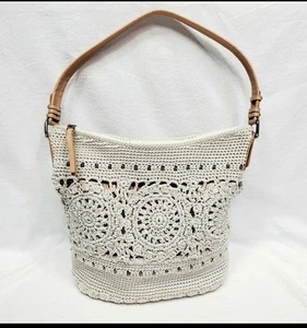 The Sak Sequoia Crochet Hobo Shoulder Bag W/ Metallic Underlay Lined Indonesia - Picture 1 of 11