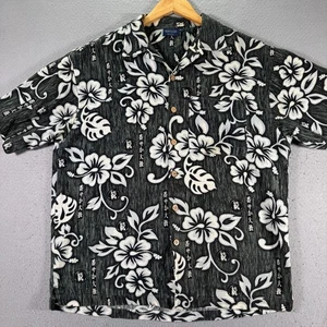 Vintage Side Out Kanji Floral Hawaiian Button Up Shirt Men Medium Green Surf Y2K - Picture 1 of 8