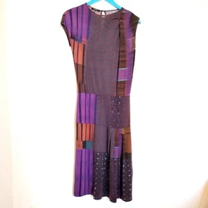 Abito Caractere donna piccolo viola cappuccio manica viscosa midi artistico asimmetrico - Foto 1 di 13