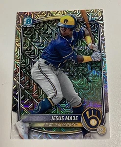 2025 Bowman Mega Box JESUS MADE Chrome Mojo Refractor 1st Prospect Card Brewers - Bild 1 von 2