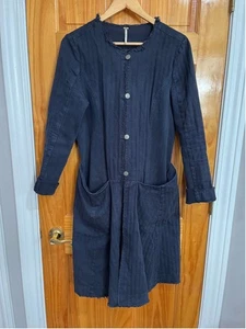 Free People Staubmantel Damen blau Denim Boho Pilger Bauer roher Saum - Bild 1 von 8