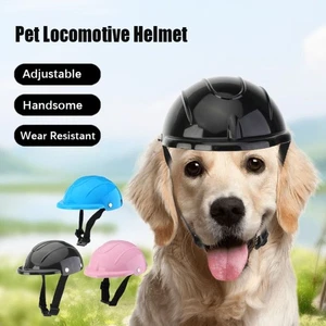 Solid Color Pet Motorcycle Headgear Plastic Puppy Safety Helmet Dog - Picture 1 of 15