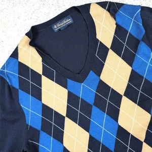 Brooks Brothers Argyle Pullover Herren Größe Small Supima Baumwolle Kaschmir V-Ausschnitt - Bild 1 von 6