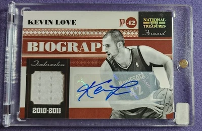 2010-11 PLAYOFF NATIONAL TREASURES BIOGRAPHY KEVIN LOVE PATCH/AUTO #D/25 - Image 1 of 4