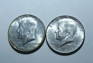 1968 D & 1969 D Kennedy Halves - Picture 1 of 5