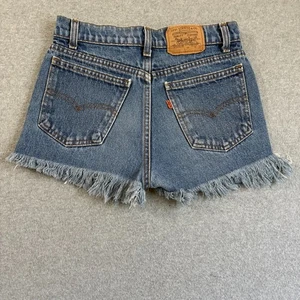 Vintage Levis 705 pantaloncino donna 28 blu tagli studente fit arancione linguetta denim - Foto 1 di 15