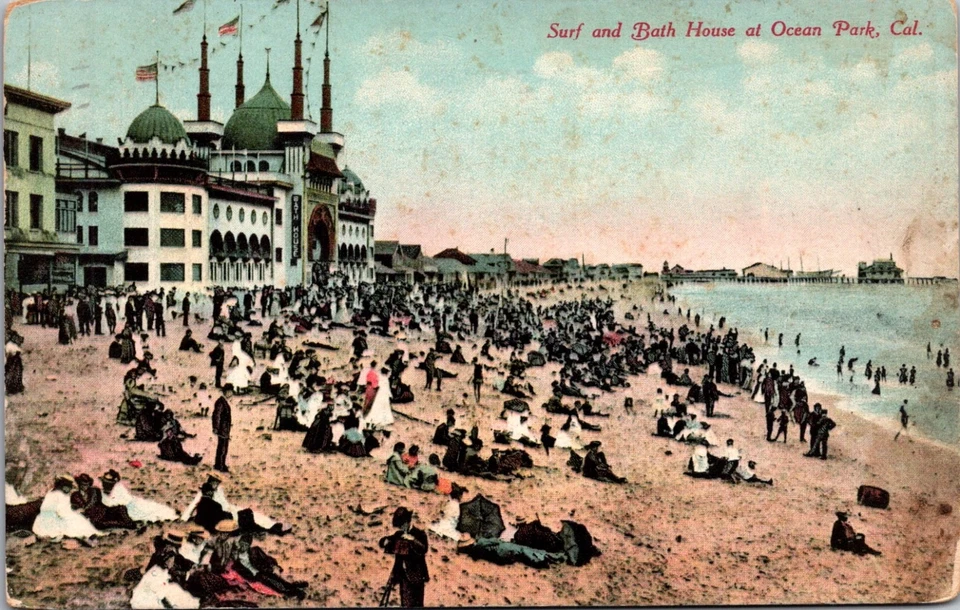 UNITED STATES 1911 PICT COLOR POSTCARD OCEAN PARK CALIFORNIA CANC LOS ANGELES CA - Image 1 of 2