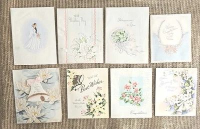 8 tarjetas de felicitación vintage de novia de boda de los años 40-50  Foto 1 de 4
