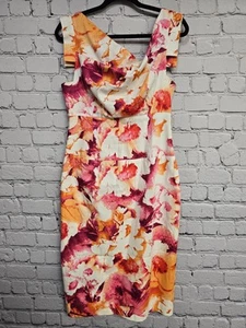 Black Halo Sheath Dress Womens Size 10 Jackie O Sleeveless White Floral Lined - Picture 1 of 17