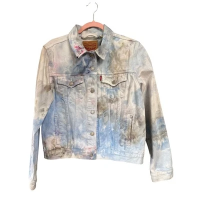 Chaqueta de mezclilla Levi Strauss & Co Tie Dye azul envejecido rosa XL Foto 1 de 4