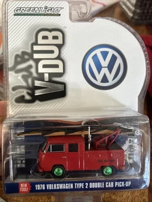 GREENLIGHT 29870-E 1976 大众类型 2 双盖梯子卡车 1/64 Chase 汽车 — 第 1/2 张图片