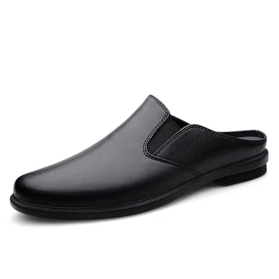 Men's Loafer Flats Formal Sandals Closed Toe Leather Hollow Out Half Slipper  - Image 1 of 4