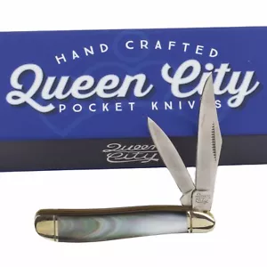 Queen City Black Pearl Peanut Pocket Knife Stainless Clip Pen Blades - Picture 1 of 6