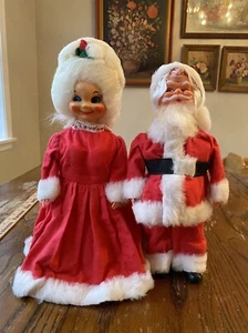 Vintage Kitchy Creepy Santa & Mrs. Claus Dolls Homemade from Ivory Dish Soap Bot - Picture 1 of 10