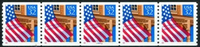 Flag Over Porch PNC5 W/A Red 1995 Low Gloss Gum Scott’s 2913I MNH PL 66646 - Image 1 of 2