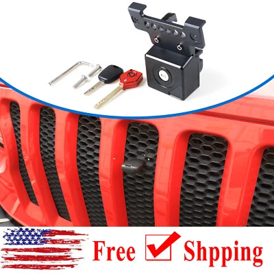 For Jeep Wrangler JL 2018-2023 Anti-theft Hidden Engine Hood Lock Lockable Latch - Image 1 of 4