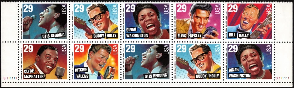 US - 1993 - 29 Cents Rock & Pop Singers Plate Block # 2724- # 2730 2730a Mint NH - Image 1 of 1