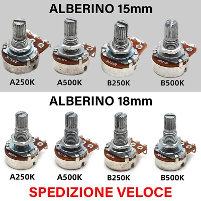 Potenziometro per Chitarra - Basso - LOGARITMICO A500K A250K LINEARE B500K B250K - Immagine 1 di 4