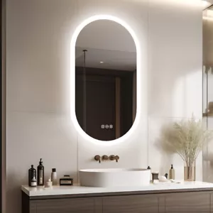 Badezimmerspiegel Oval mit Beleuchtung Touch Antibeschlag Dimmbar 80 100 120 cm - Bild 1 von 17