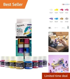 Permanent Fabric Paint Set 8x20ml Metallic Colors for Textile, T-Shirts, Canvas - Picture 1 of 9