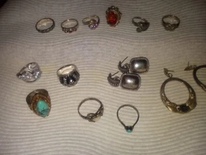 Sterling Silver 925 Jewelry RINGS EARRINGS Harley Davidson Not Scrap 72 grams - Picture 1 of 23