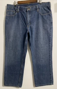 Carhartt Jeans Men's 38x32 Blue Relaxed Fit Straight Leg Mid Rise Zip Fly B18 - Picture 1 of 13