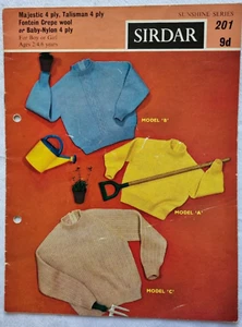 Sirdar Knitting Pattern 201 - Three Childrens Sweaters - Good Used - Picture 1 of 4