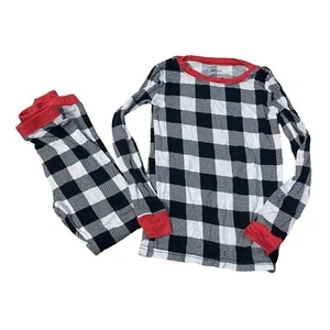 Little Sleepies Buffalo Plaid Bamboo Two-Piece Pajama Set 5/6 Black White Red - Picture 1 of 7