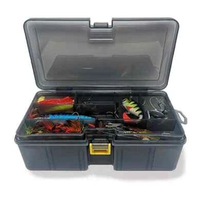 2 Layers Detachable Fishing Tackle Box Adjustable Fishing Bait Boxes Organizer - Picture 1 of 14